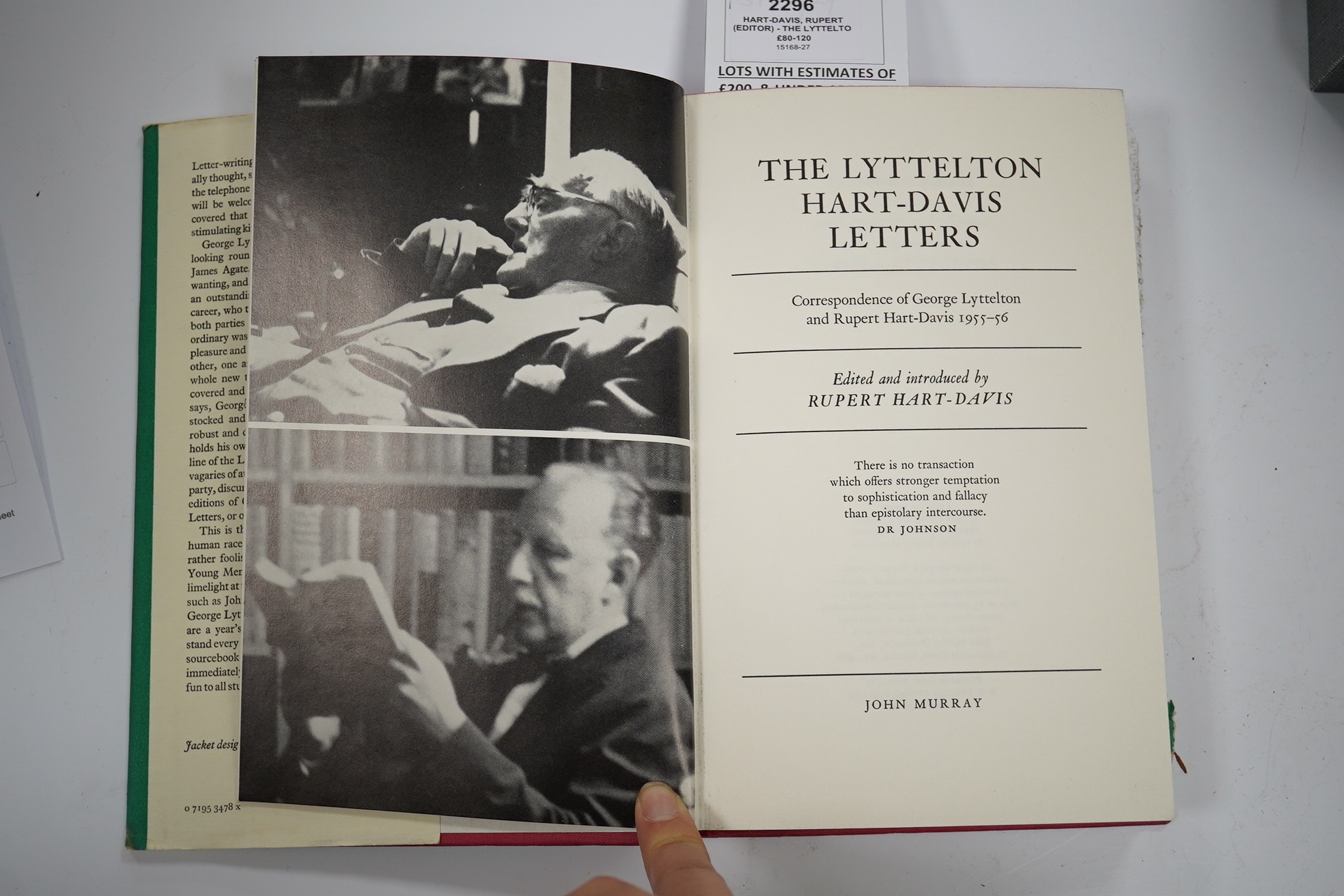 Hart-Davis, Rupert (editor) - The Lyttelton Hart-Davis Letters: correspondence of George Lyttelton and Rupert Hart-Davies (1955-1962). First Editions, 6 vols. frontis., publisher's cloth and d/wrappers. 1978-84